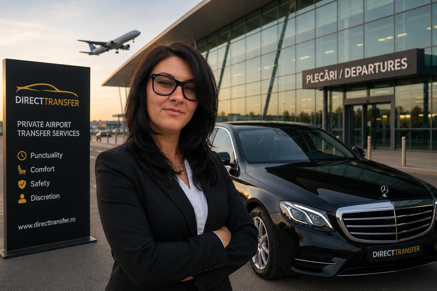 Șofer profesionist deschizând ușa mașinii pentru pasager