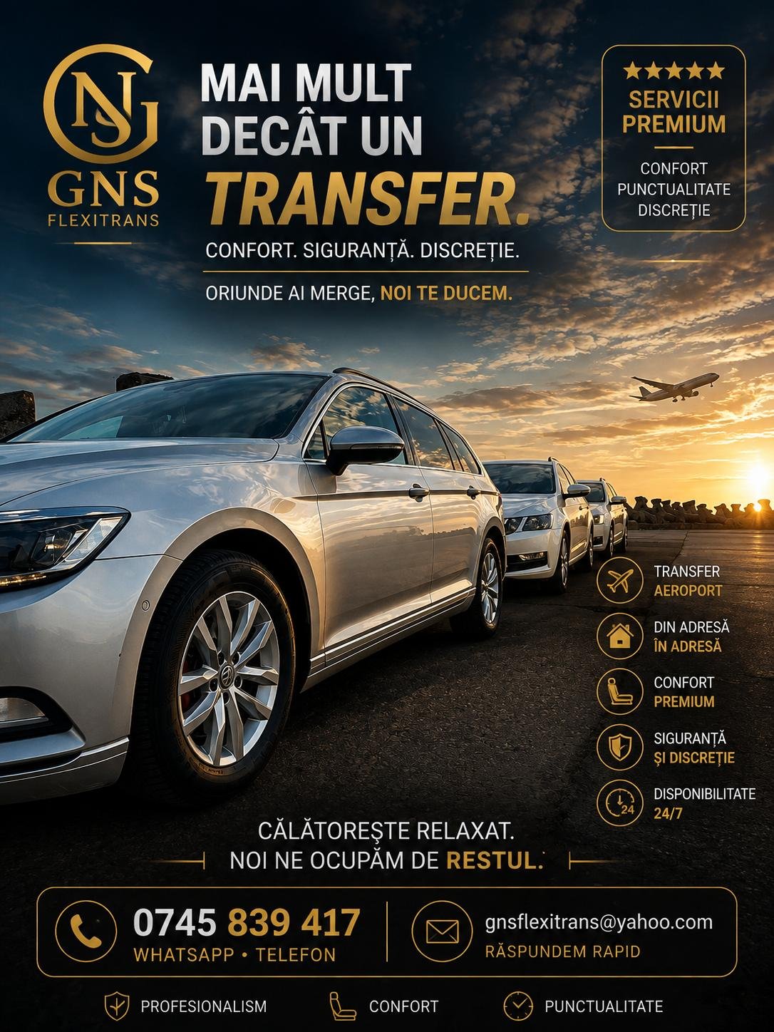 Mașină pregătită pentru un transfer privat