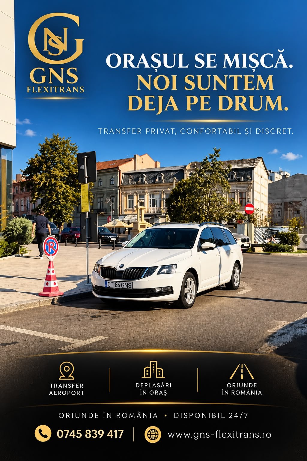 Mașina GNS FLEXITRANS surprinsă în timpul unei curse