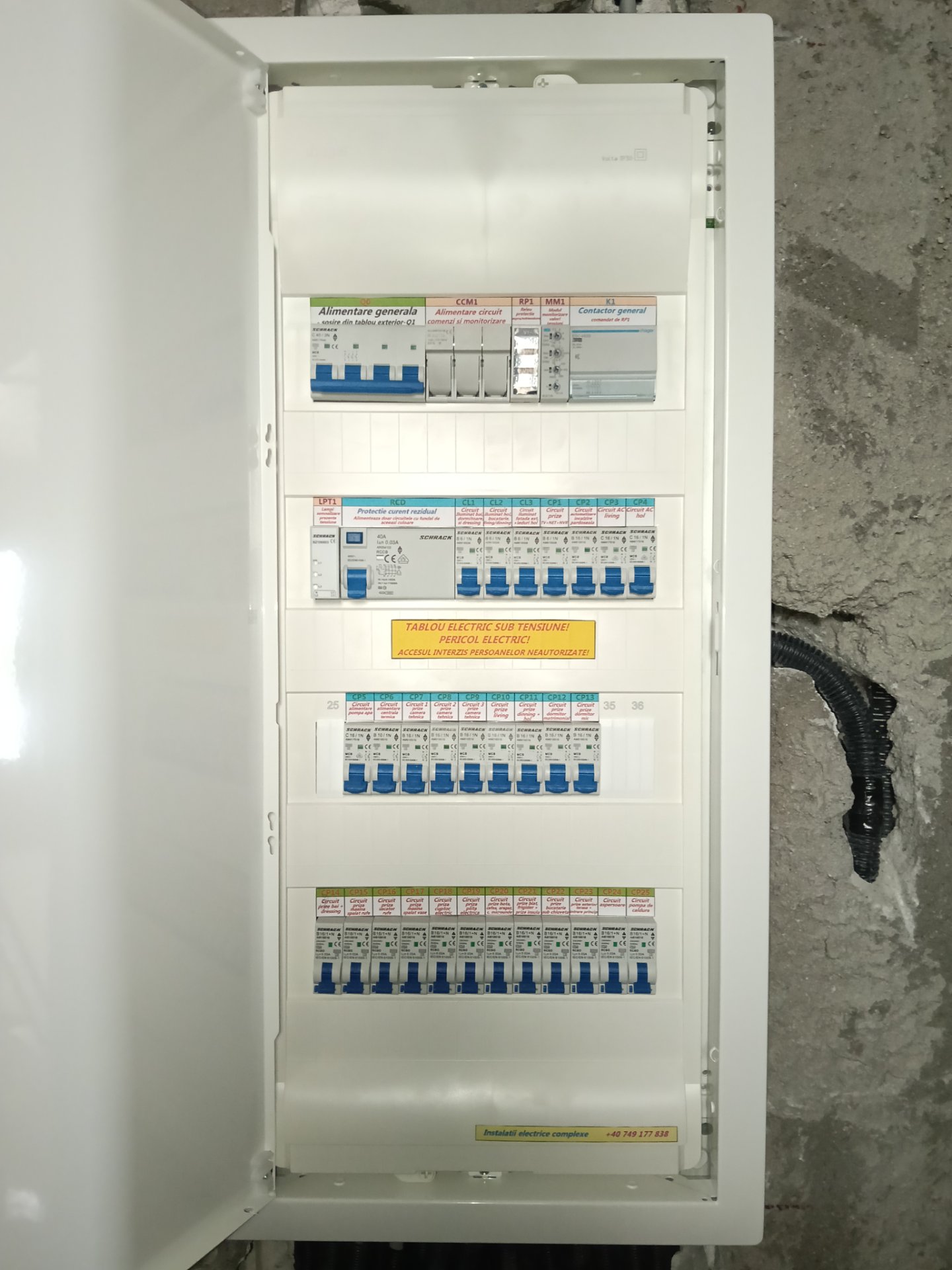 Tablou electric montat, cablaj organizat