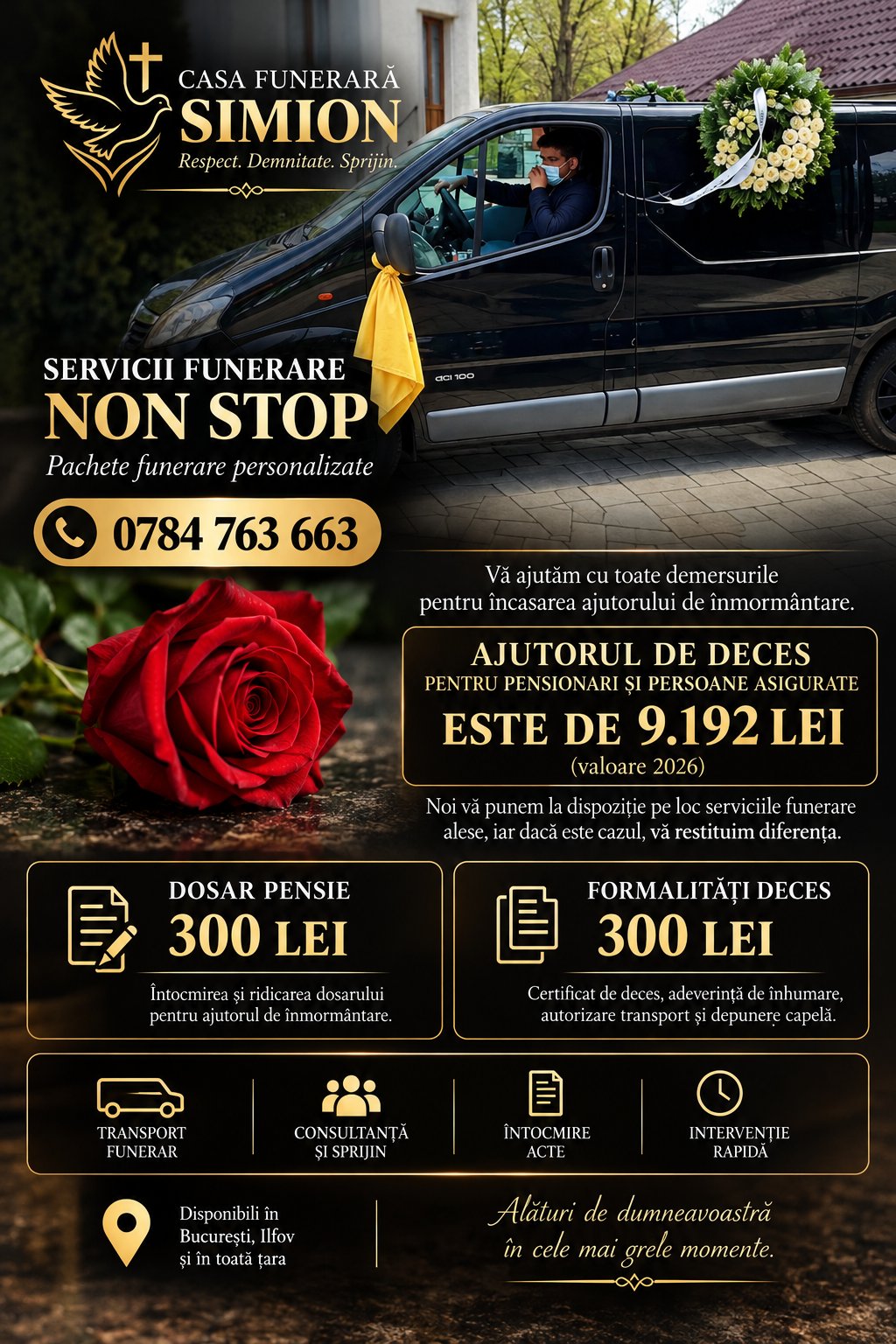 Detaliu de aranjament floral funerar realizat la comandă