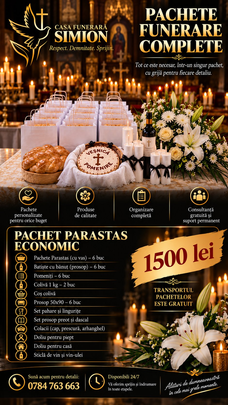 Detalii de decor funerar cu lumânări